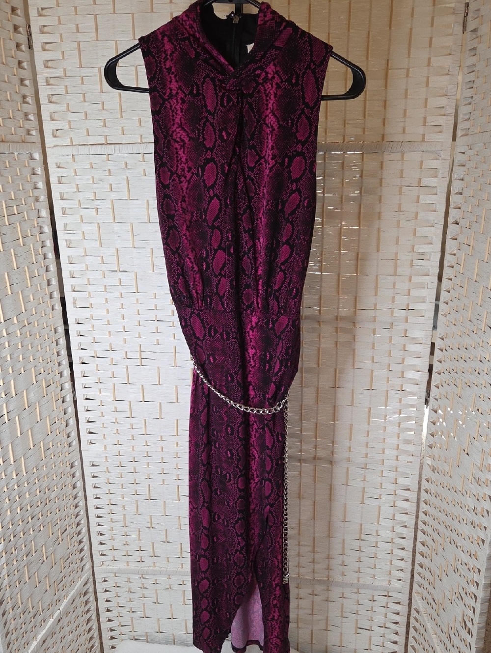 Michael Kors Deep Fuchsia and Black Snake Print Dress